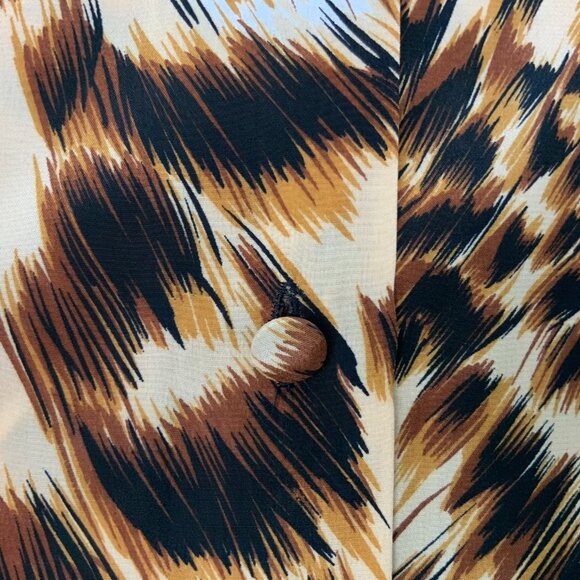 Vintage Fu Da Silk Animal Leopard Tiger Print & Face Blouse Sz M - Picture 16 of 16